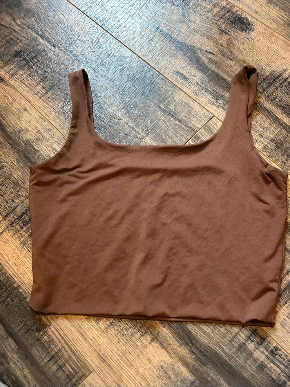 Brown Scoop Neck Crop Tank Top - Women's